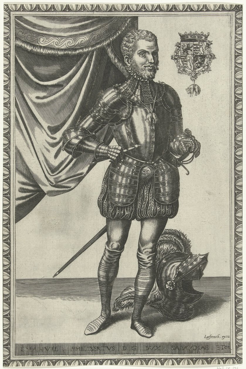 Savoyai Emanuel Philibert herceg portréja Királyok és királynők egész alakos portréi (sorozat címe) alkotó: Frans Huys