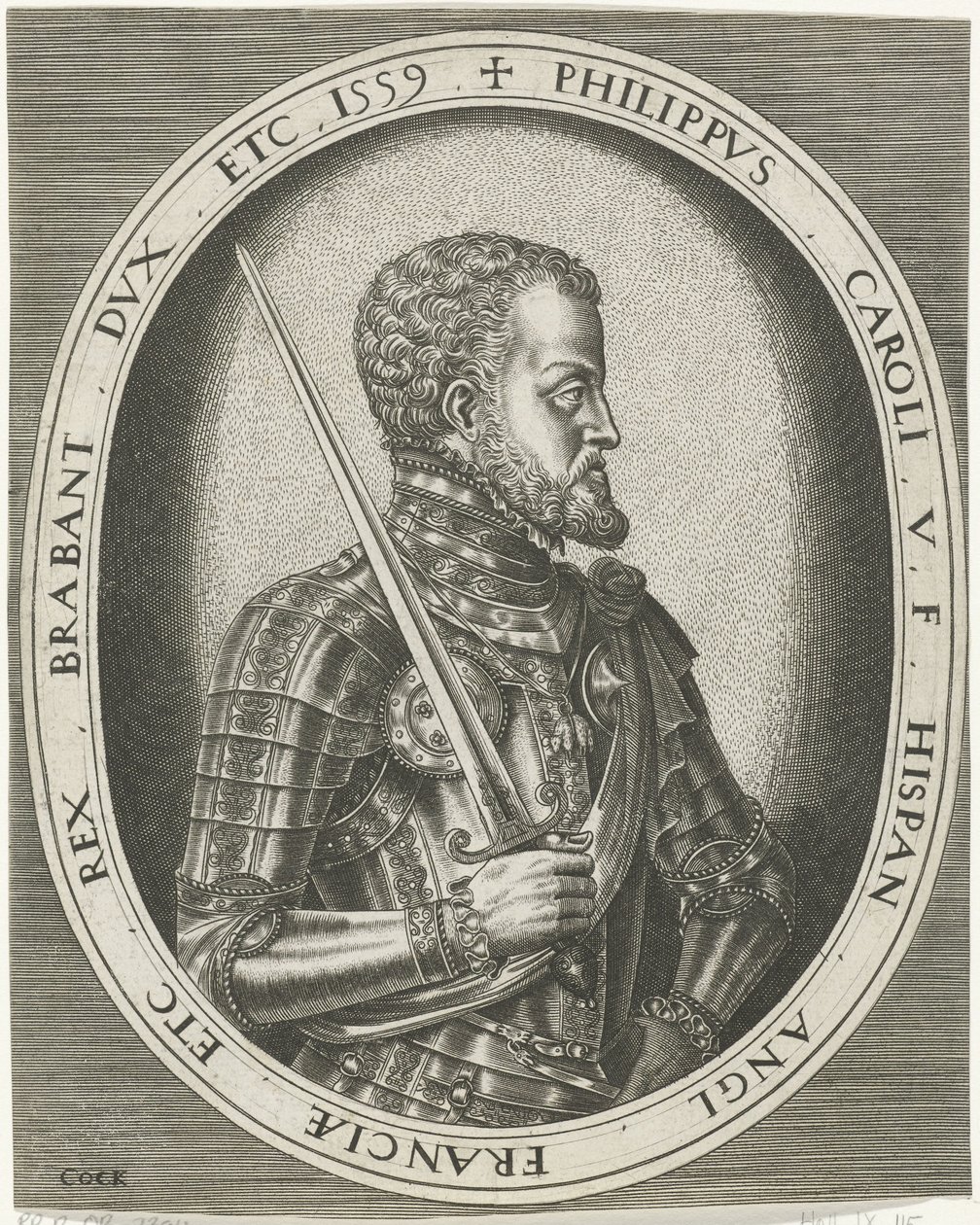Fülöp spanyol király portréja Királyok, királynők, hercegek és hercegnők portréi (sorozat címe) alkotó: Frans Huys