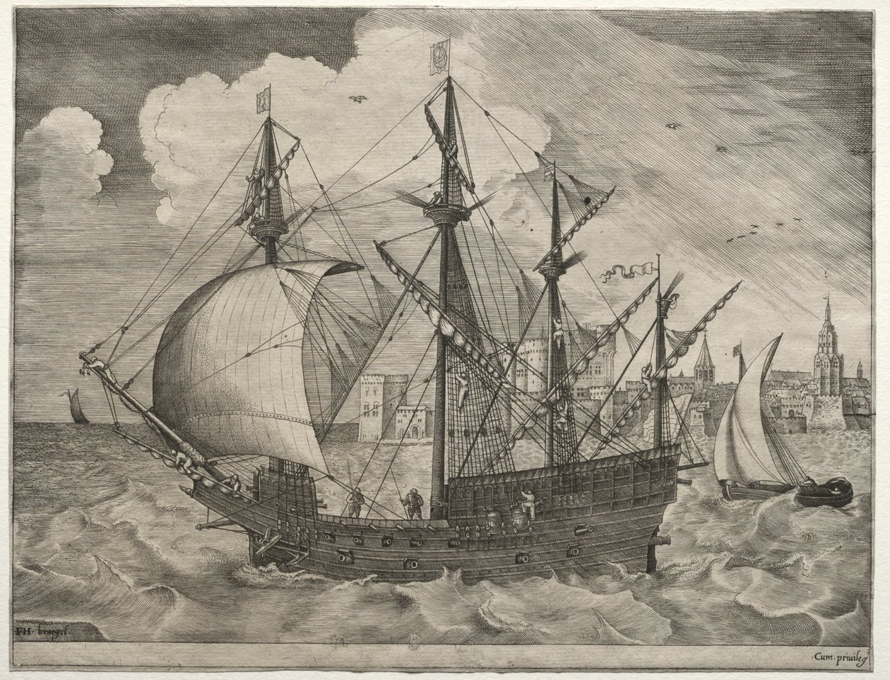 Vitorlás hajók: Fegyveres négyfős tengerre bocsátás, 1561-65. alkotó: Frans Huys