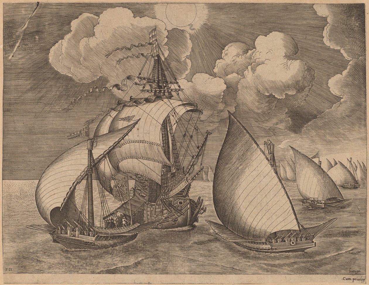Gályaflotta karavel kíséretében alkotó: Frans Huys after Pieter Bruegel the Elder
