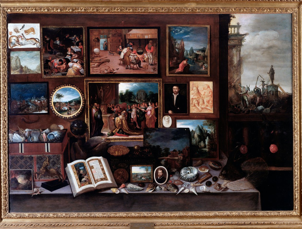 Kilátás az érdekességek szekrényére vagy a csodák kamrájára (Festmény alkotó: Frans II Francken