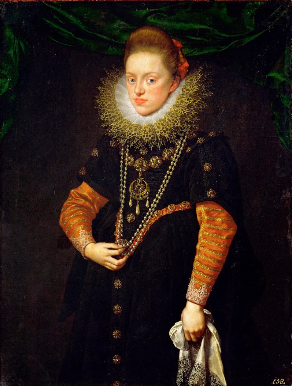 ""Konstanz ausztriai lengyel királynő (1588-1631) portréja" (Ausztria Konstanz (1588-1631), lengyel királynő portréja) Frans Pourbus ifjabb (1569-1622) festménye, kb 1603 - Olaj vászonra Méret 114x87 cm Ambras kastély, Innsbruck alkotó: Frans II Pourbus