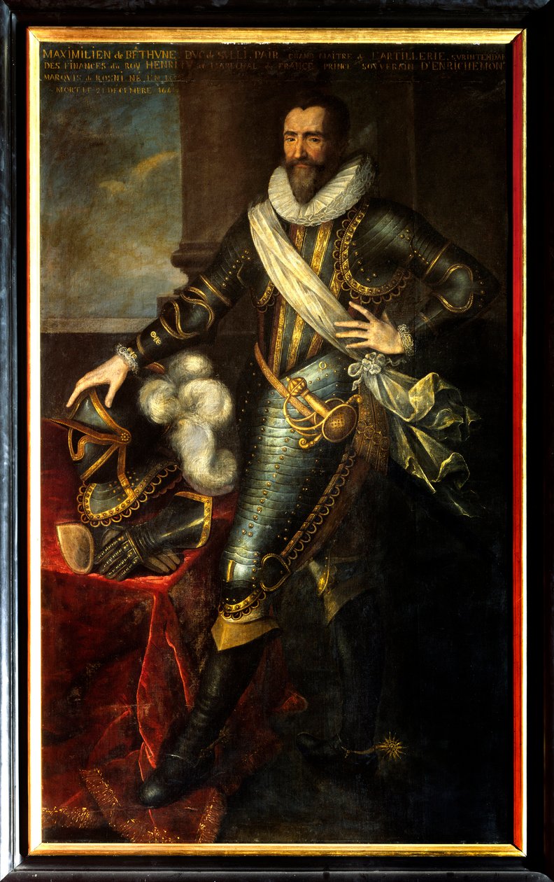 Maximilian de Bethune, Sully hercege (1559-1641) mint a tüzérség nagymesterének portréja. Pourbus Franz II Le Jeune festménye (Frans vagy Francois Porbus alkotó: Frans II Pourbus