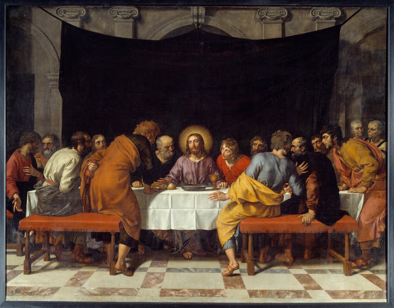 A Cene Krisztus körülveszi az apostolokat. Frans Pourbus Le Jeune (Francois (Franz) Porbus) festménye alkotó: Frans II Pourbus