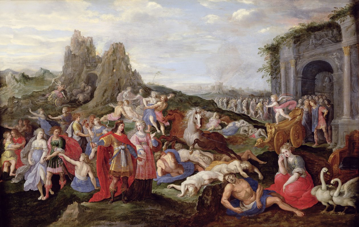 A rabszolgák és a szerelem dühei (olaj a panelen) alkotó: Frans II the Younger (after) Francken