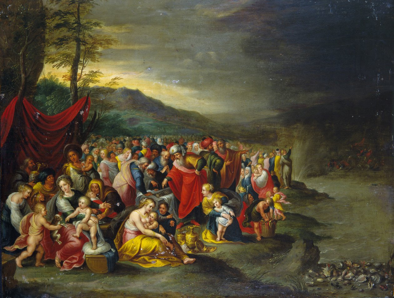 A Vörös-tenger átjárója - olaj rézre a Francken műhelyéből, Antwerpenből alkotó: Frans II the Younger (workshop of) Francken