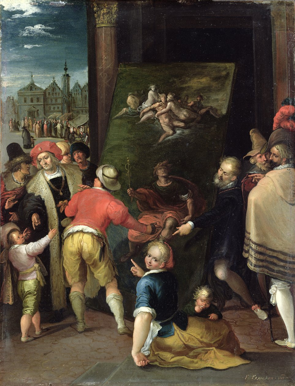 Apelles és a cipész, 1610-15 (olaj, réz) alkotó: Frans II the Younger Francken