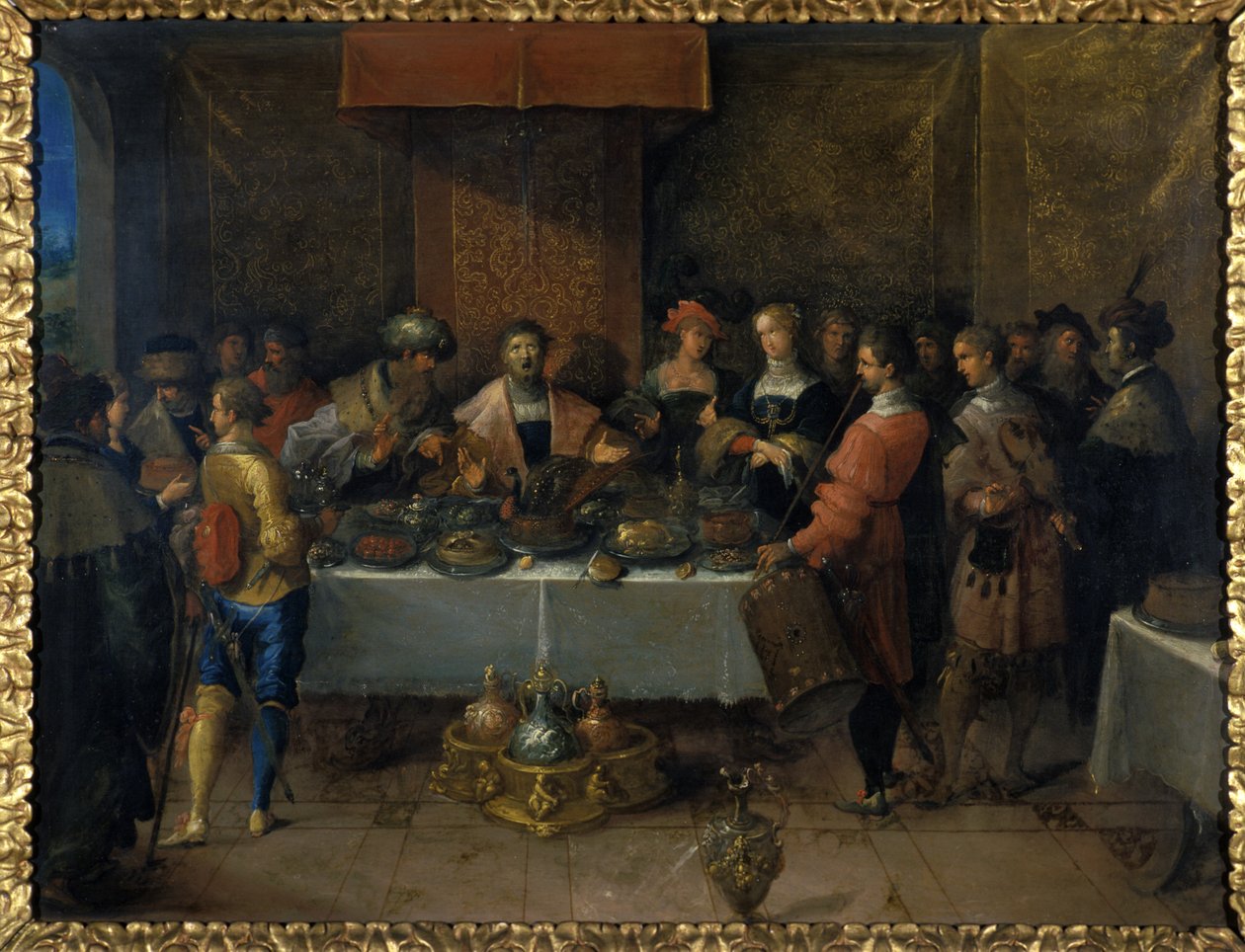 Damoklész az asztalnál, 1620 előtt (olaj, réz) alkotó: Frans II the Younger Francken