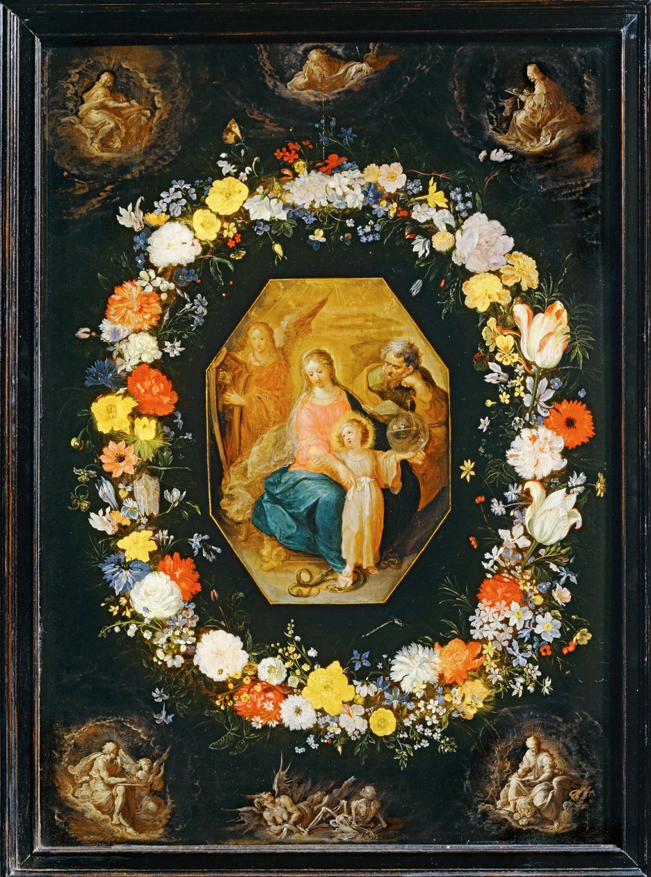 A Szent Család virágfüzérrel körülvéve ... alkotó: Frans II the Younger Francken