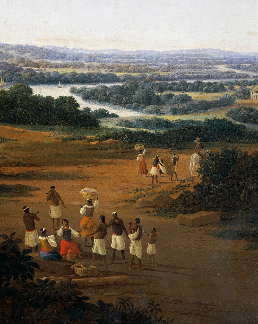 Serinhaem falu Brazíliában vagy egy cukornádültető otthona Brazíliában (olaj, vászon) alkotó: Frans Post