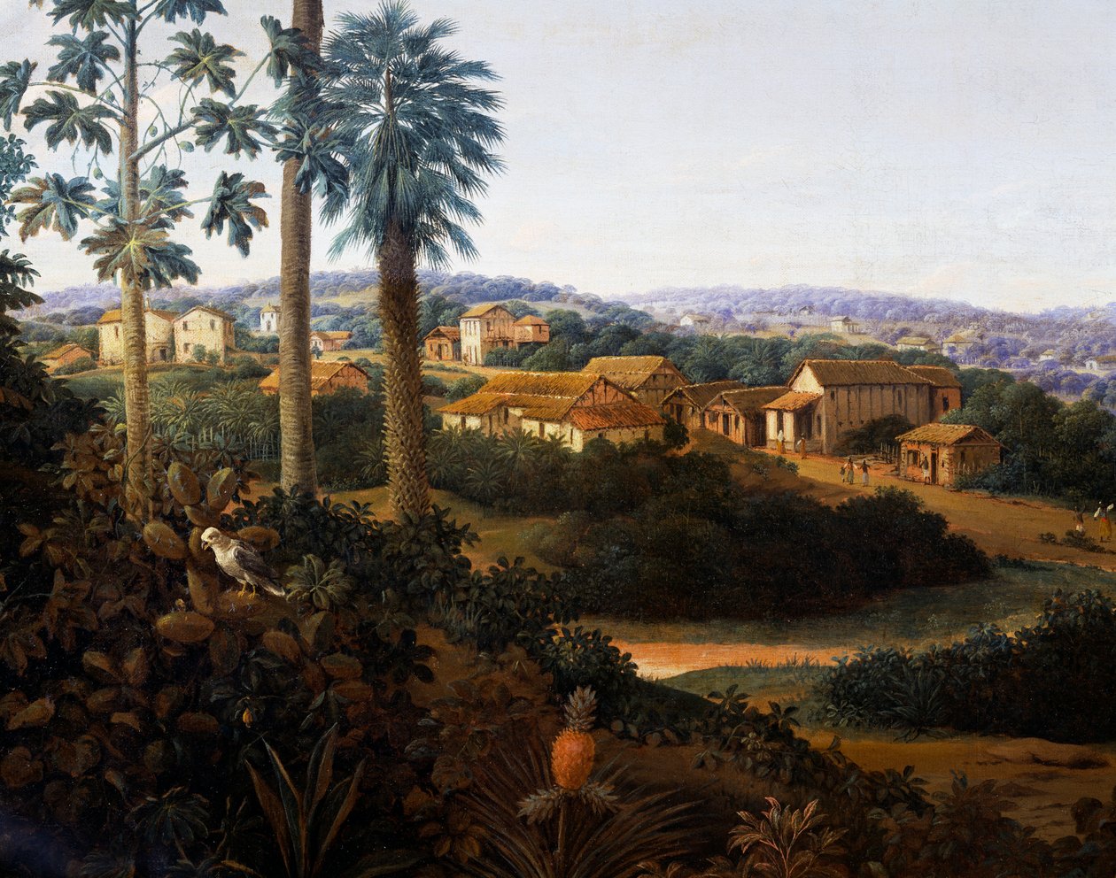 Serinhaem falu Brazíliában vagy egy cukornádültető otthona Brazíliában (olaj, vászon) alkotó: Frans Post