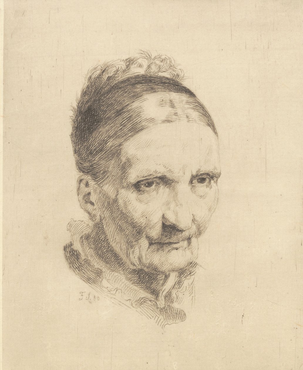 Egy öregasszony feje, Madam Rasmussen alkotó: Frans Schwartz