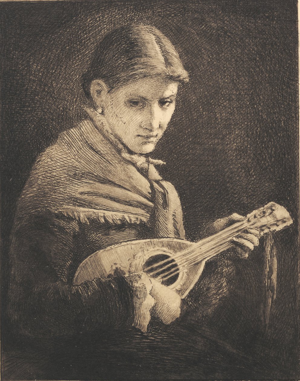 Fiatal lány mandolinnal alkotó: Frans Schwartz