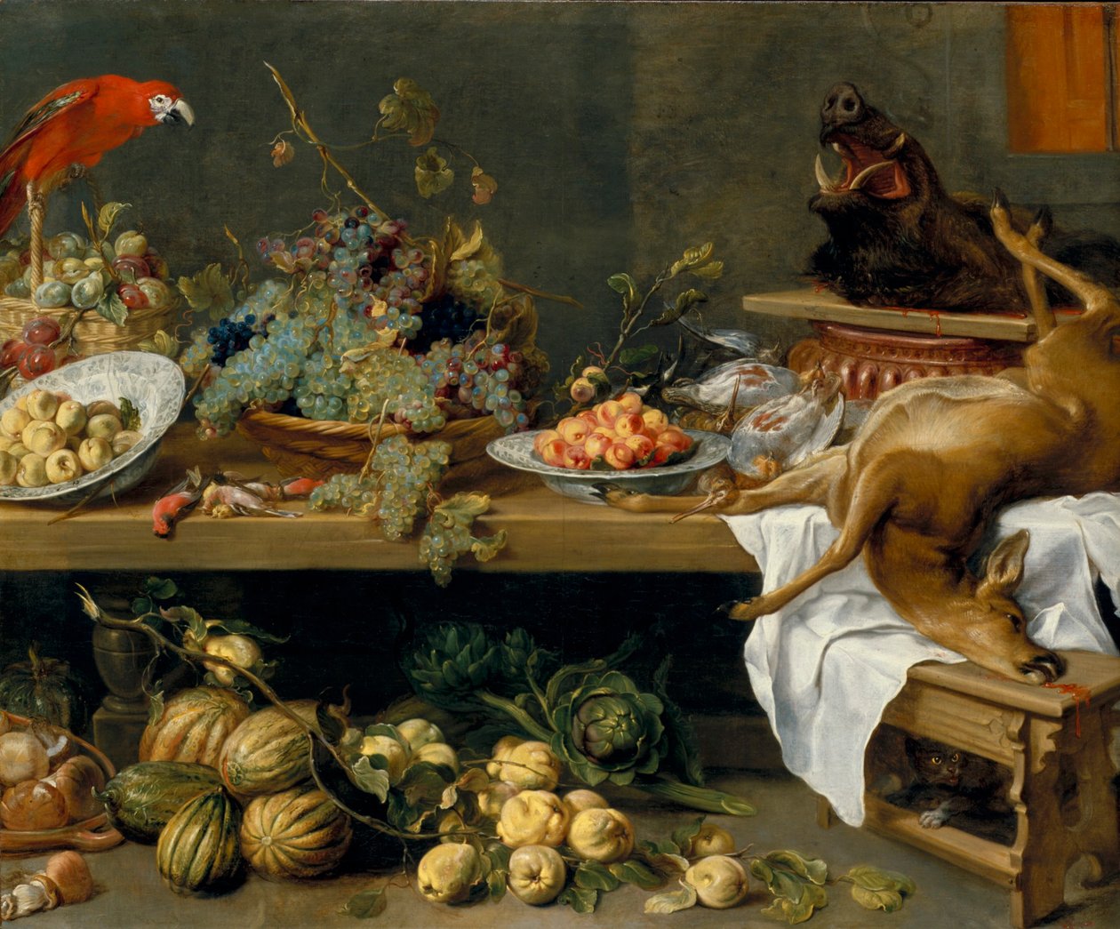Csendélet gyümölcsökkel, zöldségekkel és halott vaddal alkotó: Frans Snyders