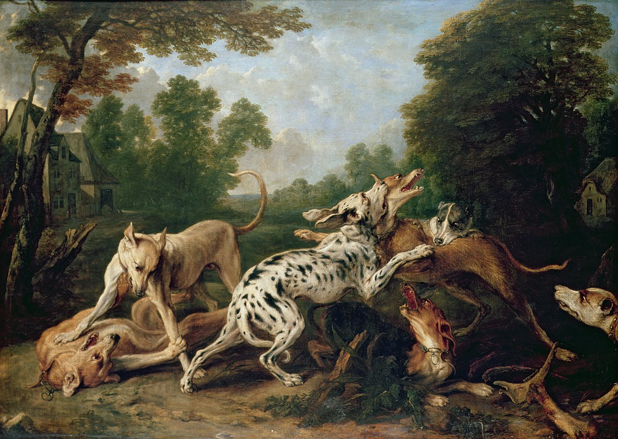 Kutyák verekednek egy erdős tisztáson alkotó: Frans Snyders or Snijders