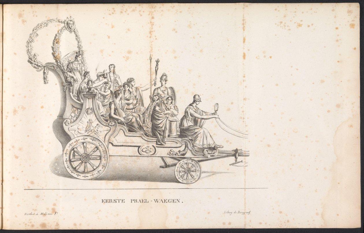 Az első úszó a Szent Rumbold-i körmenetben, 1825 Első Prael-waegen (cím a tárgyon) alkotó: Frans Vervloet