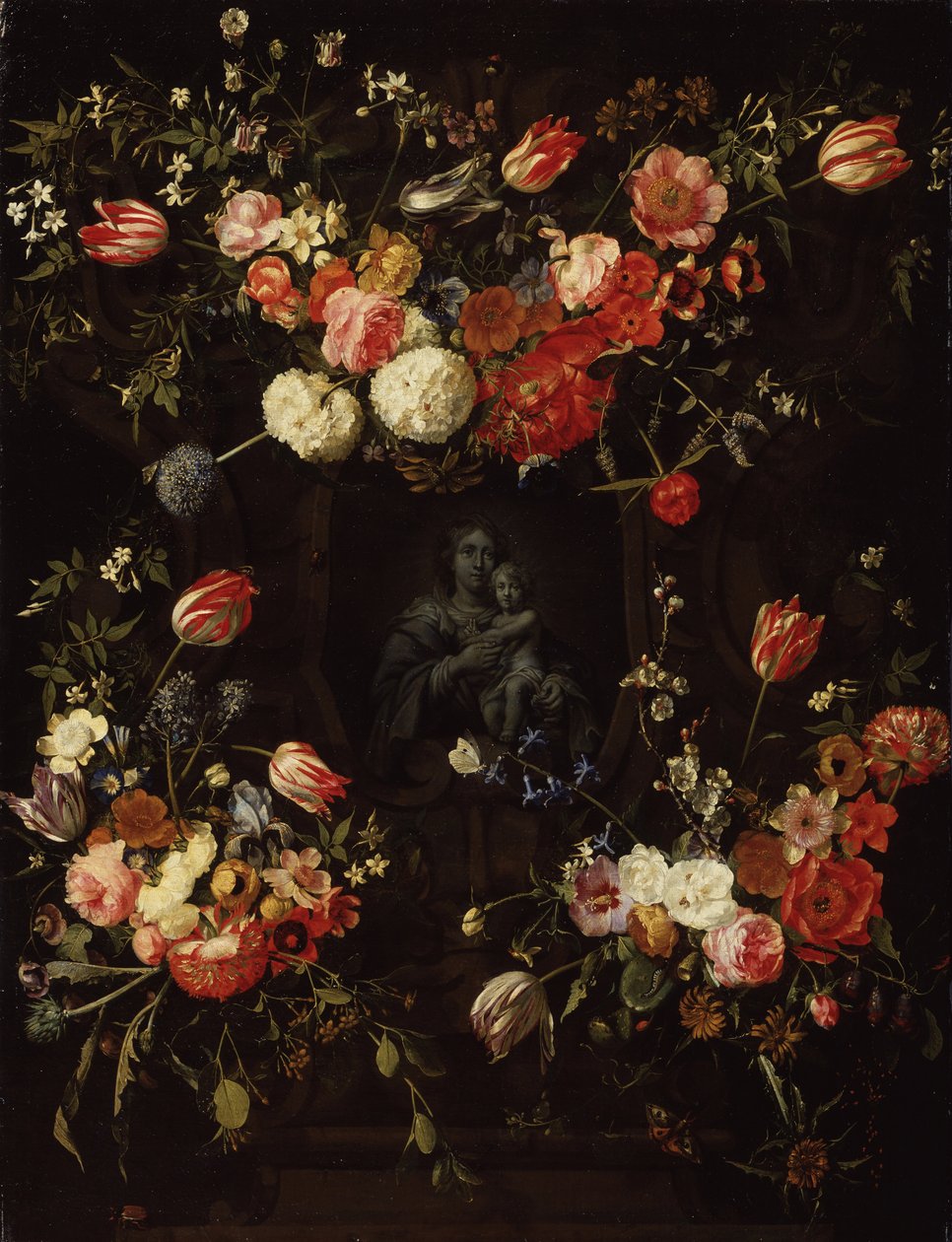 Madonna virágokkal körülvéve, 1662 alkotó: Frans Ykens