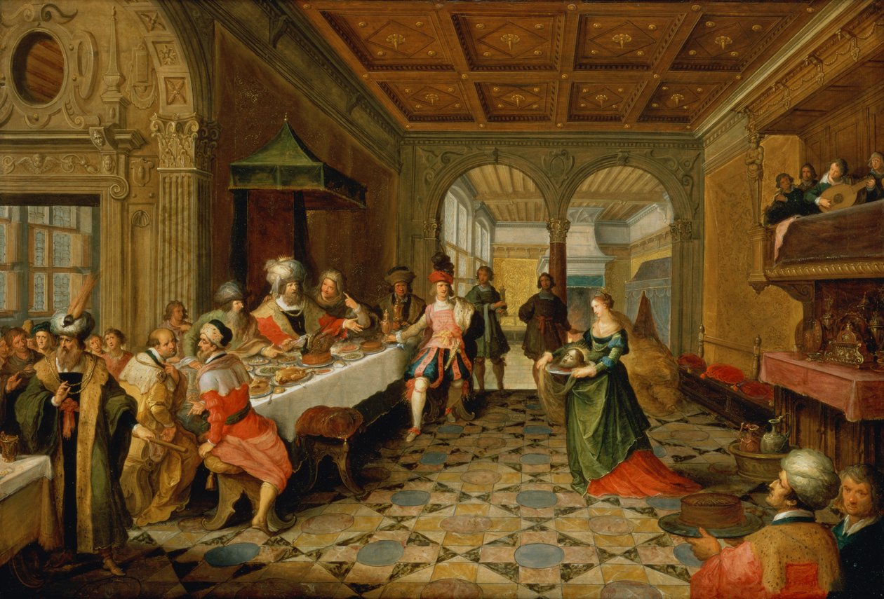Salome Keresztelő Szent János fejét mutatja be Heródes királynak alkotó: Frans and Vries, Paul V. de Francken