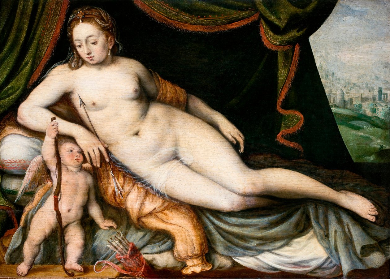 ""Venus et Cupidon"" (Vénusz és Ámor) Peinture de Frans I de Vrient ou de Vriendt, ez Frans Floris l