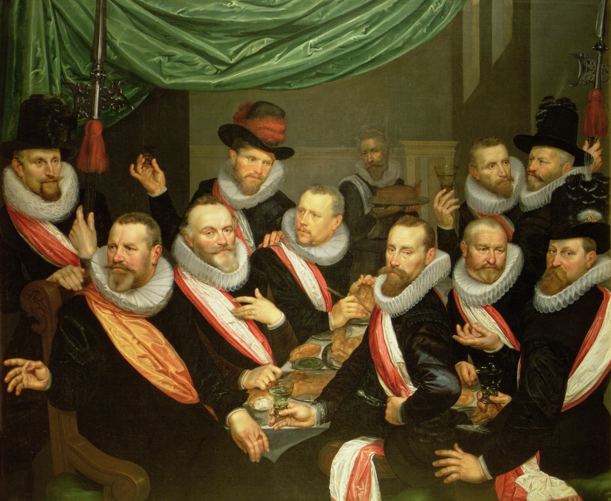 A San Jorge-i polgárőrség tiszteinek és altiszteinek bankettje alkotó: Frans de Grebber