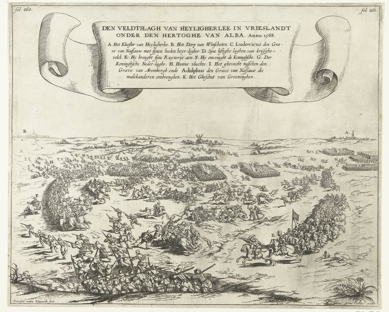 Heiligerlee-i csata, 1568 A Heyligherlee-i csata Vrieslandtban Alba hercege alatt. Anno 1568 (cím a tárgyon) alkotó: Frans van den Wijngaerde
