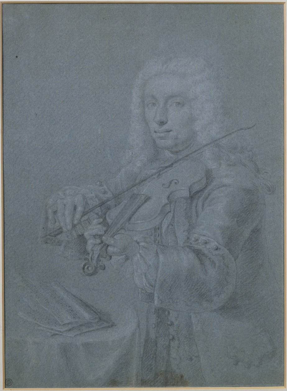 Francesco Veracini (1690-1768) olasz hegedűművész portréja (ceruza és kréta) alkotó: Franz Ferdinand Richter