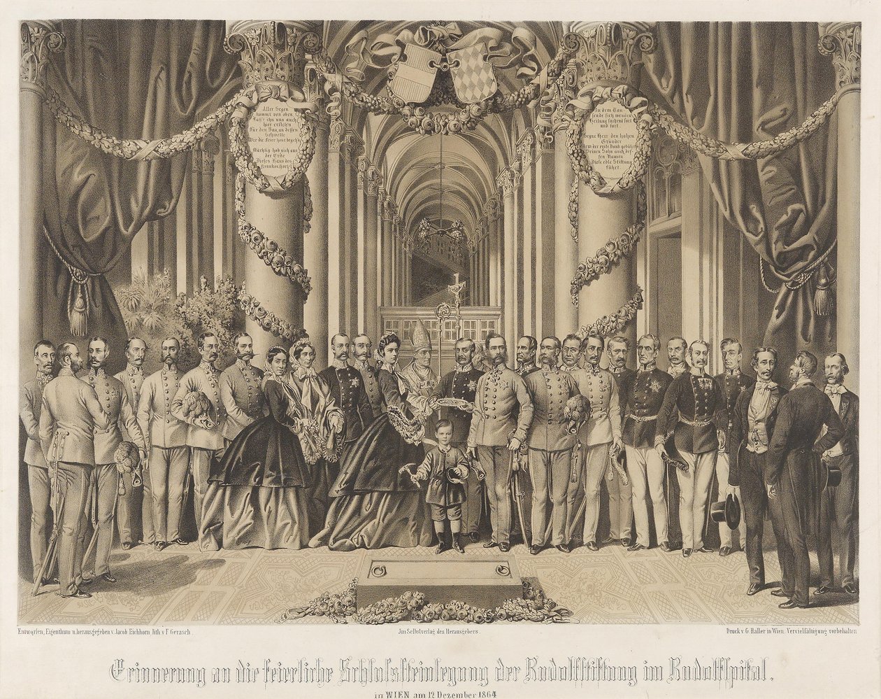 Emlékezés az 1864 -es Rudolfstiftung zárókövet lerakó ünnepségére alkotó: Franz Gerasch