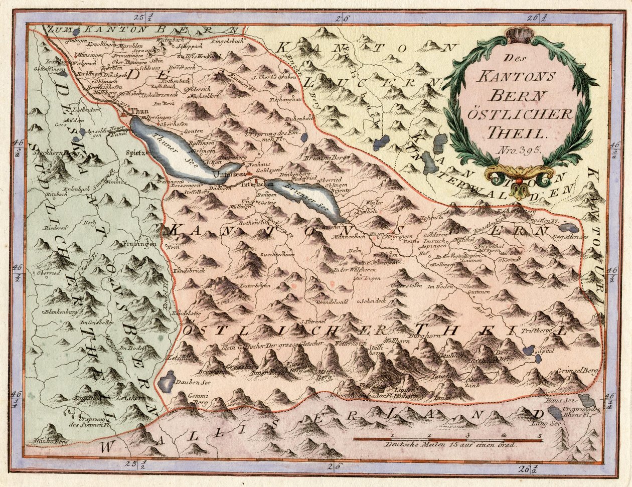 Bern kanton keleti része. Nro. 395. rézmetszet, kb. 1 alkotó: Franz Johann Joseph von Reilly