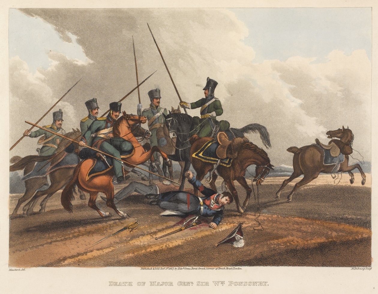 Sir William Ponsonby vezérőrnagy halála, M. Dubourg metszete, 1819 (színes aquatinta) alkotó: Franz Joseph Manskirch