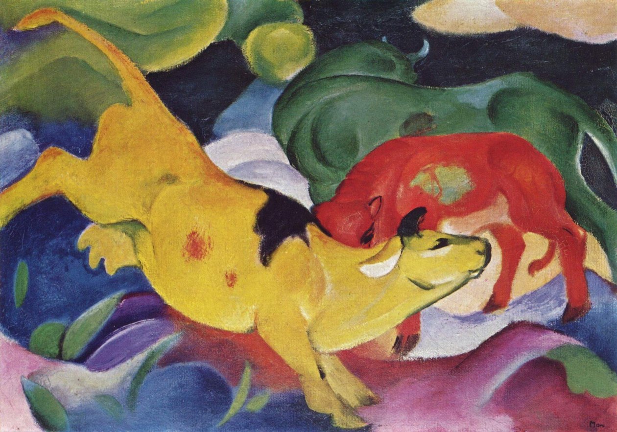 Tehénvörös, zöld, sárga alkotó: Franz Marc