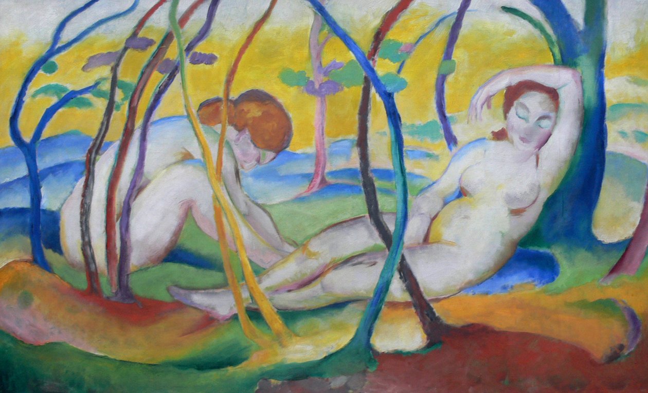 Aktok a fák alatt alkotó: Franz Marc