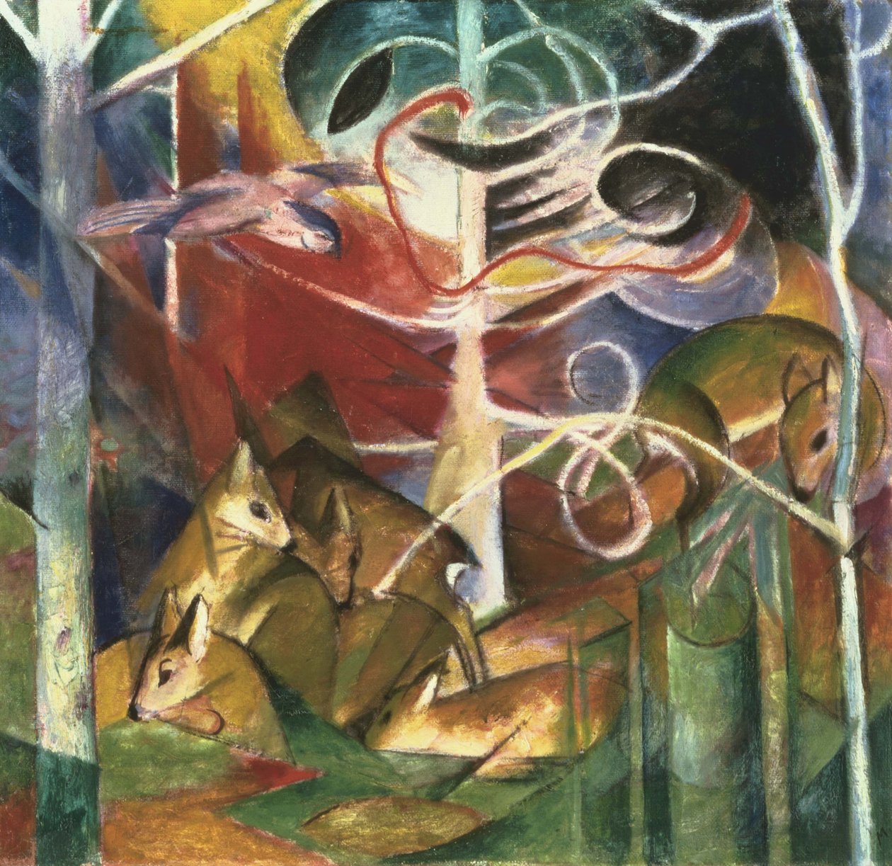 Szarvas az erdőben I. alkotó: Franz Marc