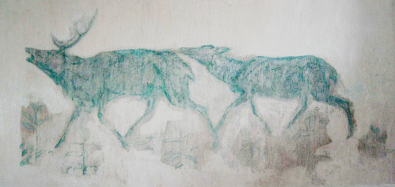 Freskó zöld-kék szarvasokkal alkotó: Franz Marc