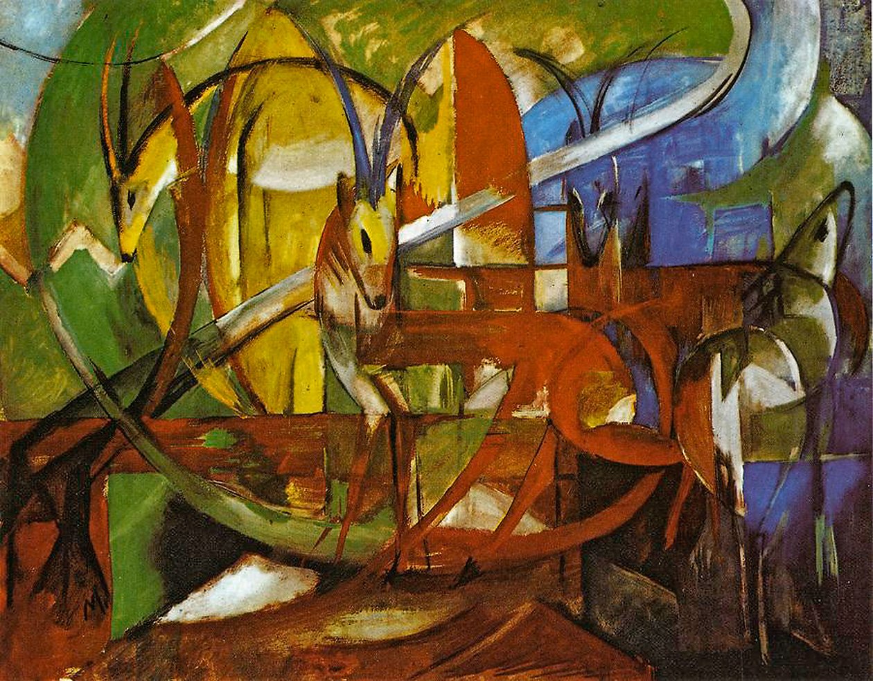 Gazellák, 1913 (tempera a fedélzeten) alkotó: Franz Marc