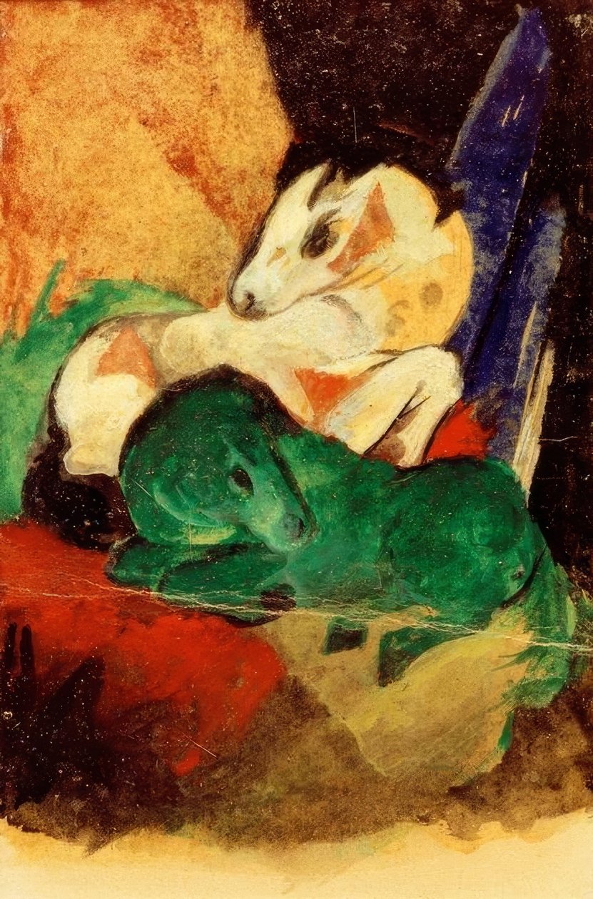 Zöld-fehér ló alkotó: Franz Marc
