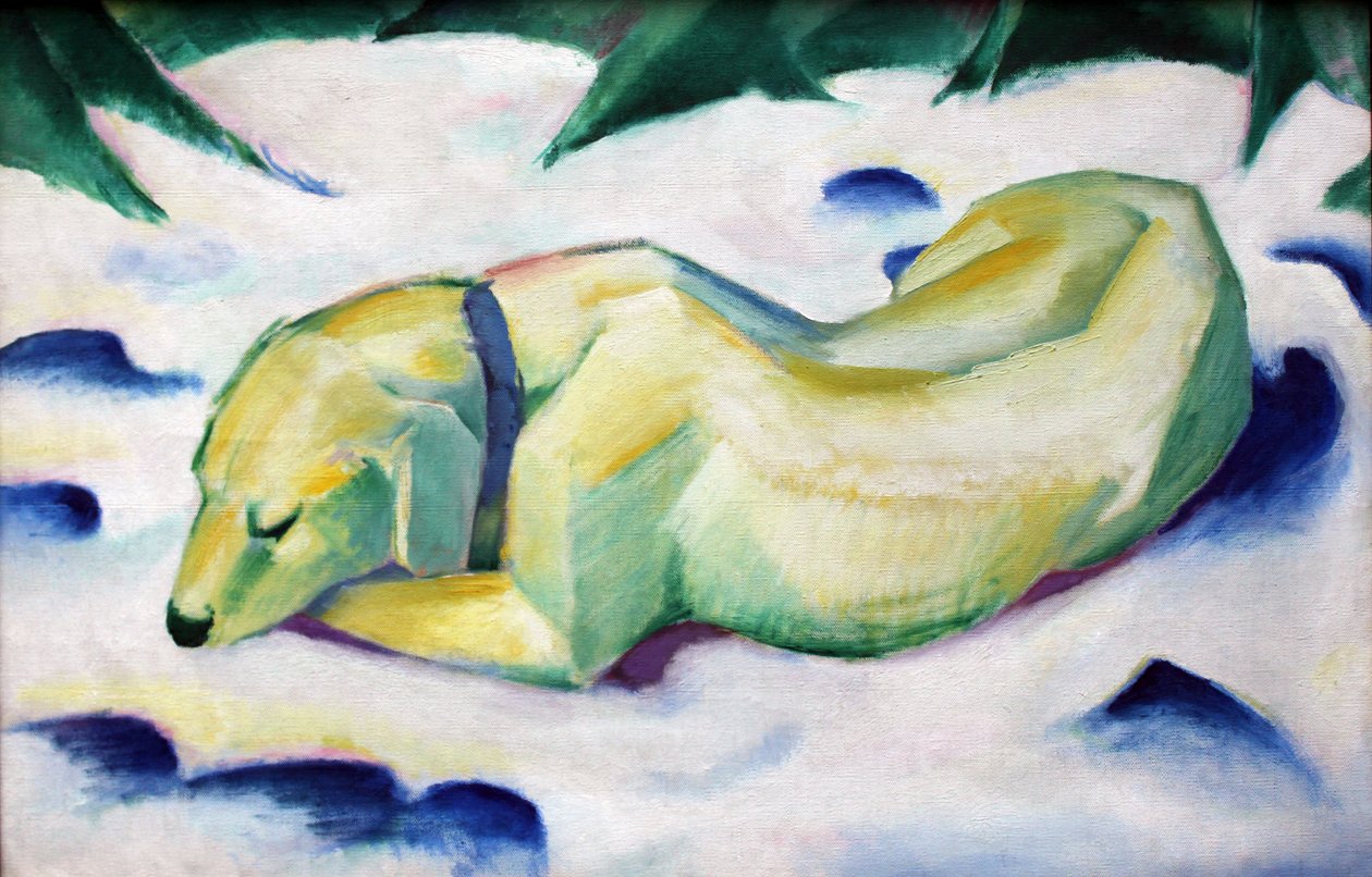 Kutya feküdt a hóban alkotó: Franz Marc