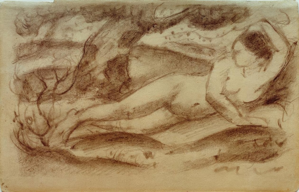 Fekvő női akt egy tájban alkotó: Franz Marc