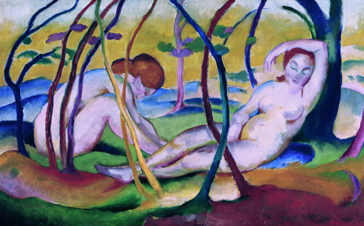 Aktok a fák alatt alkotó: Franz Marc