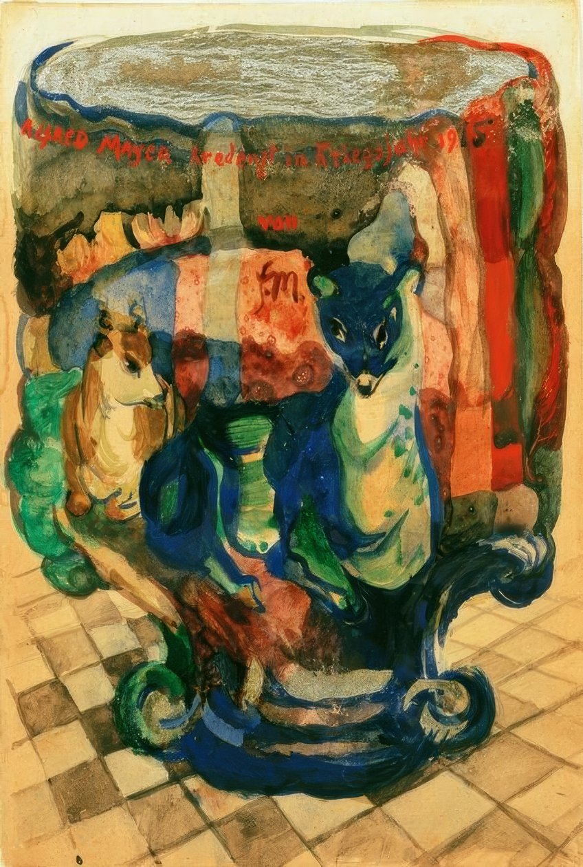 Csésze rókával és őzzel alkotó: Franz Marc