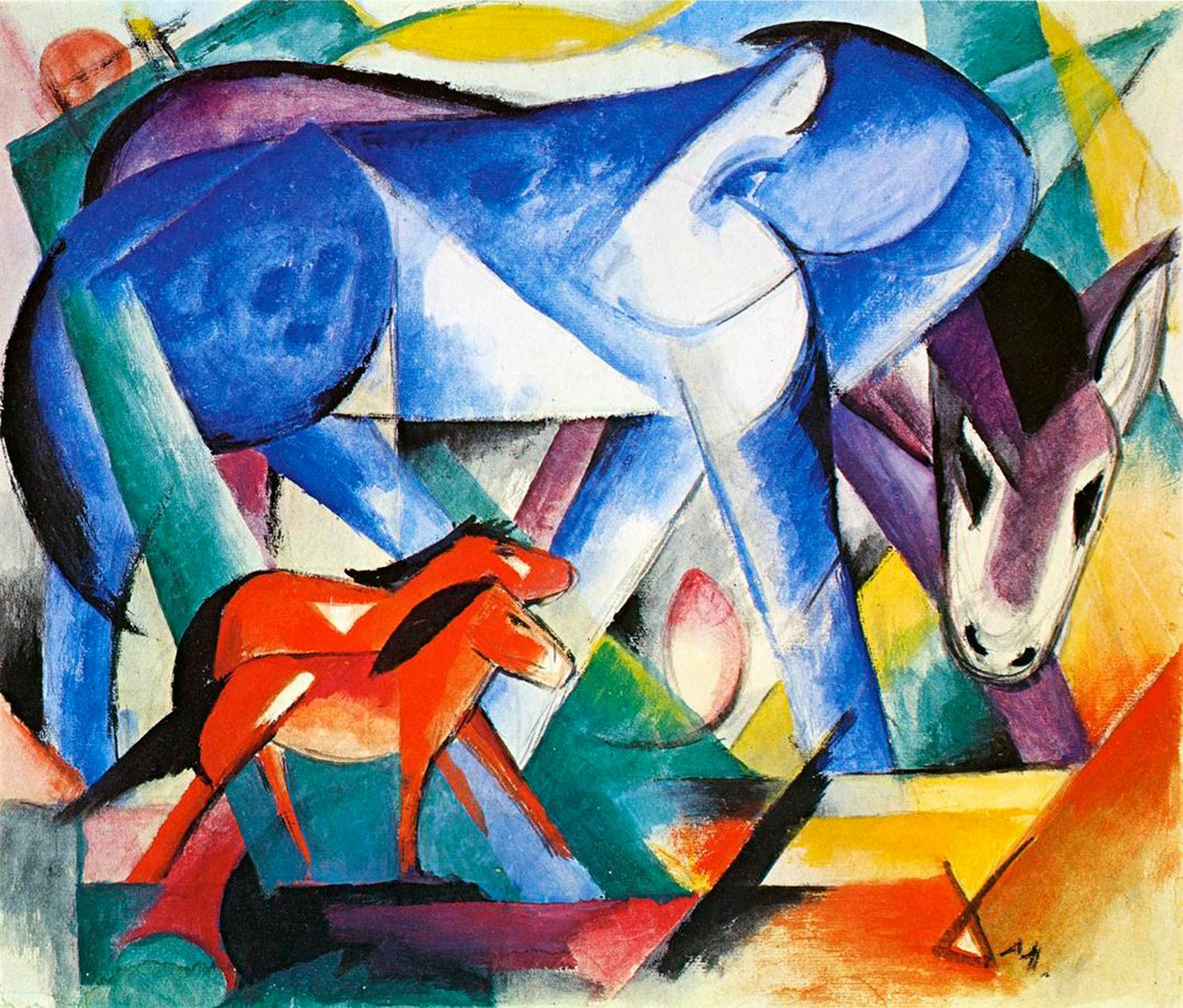 Az első állatok, 1913 (tempera papíron) alkotó: Franz Marc
