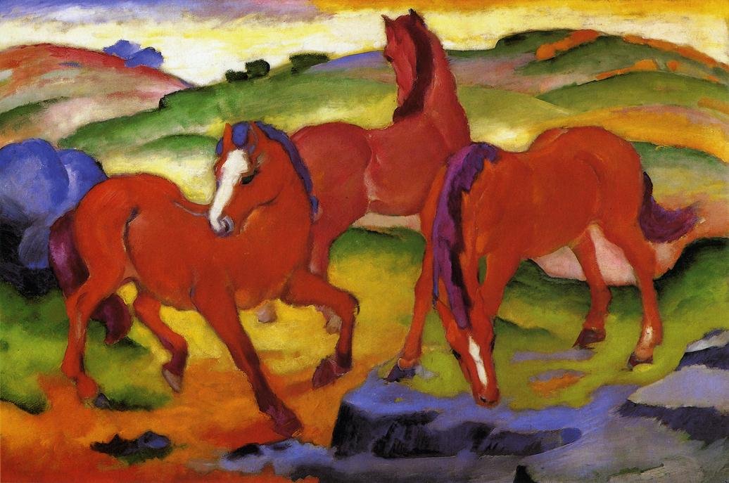 Három vörös ló alkotó: Franz Marc
