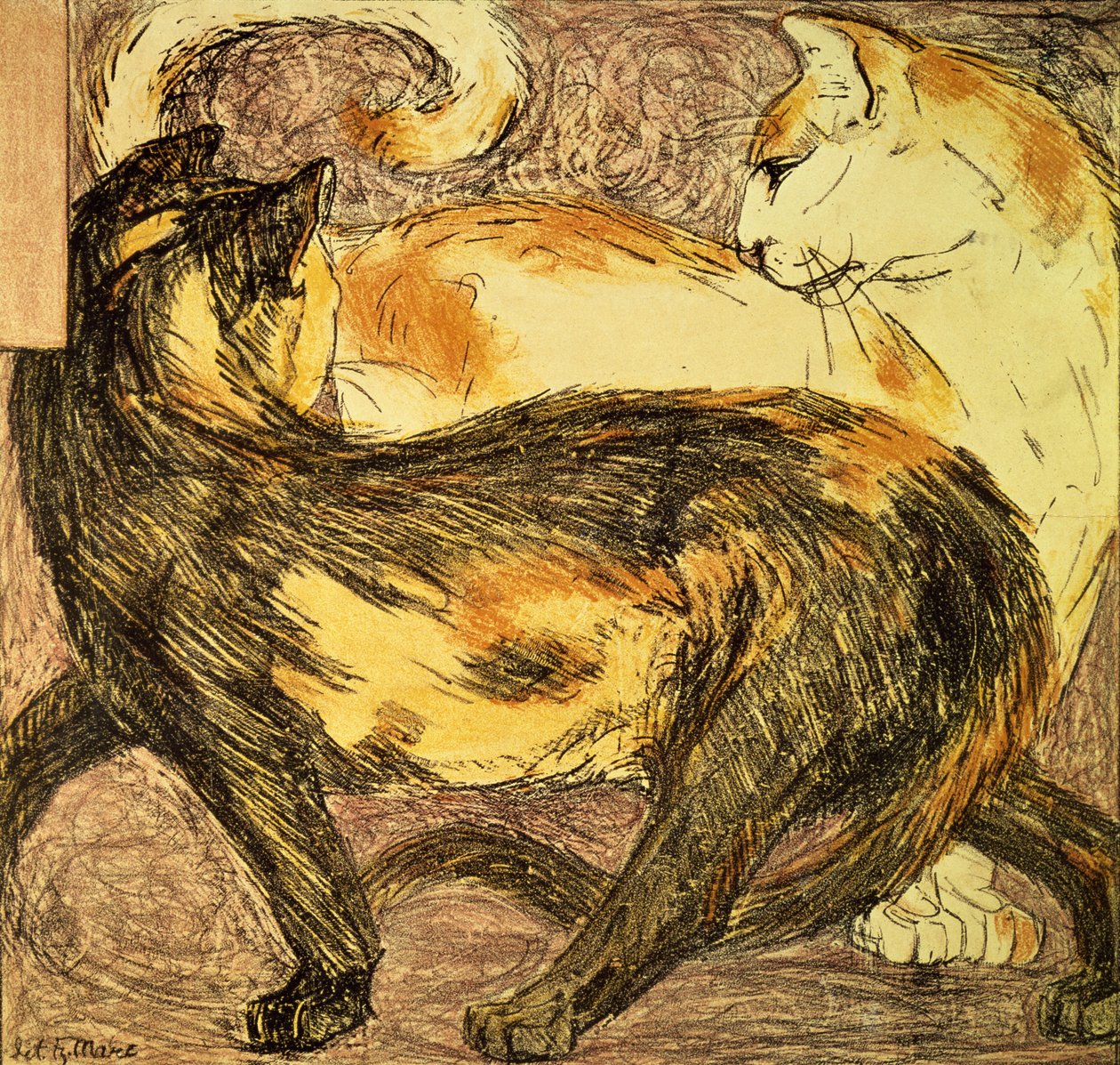 Két macska (vázlat) alkotó: Franz Marc