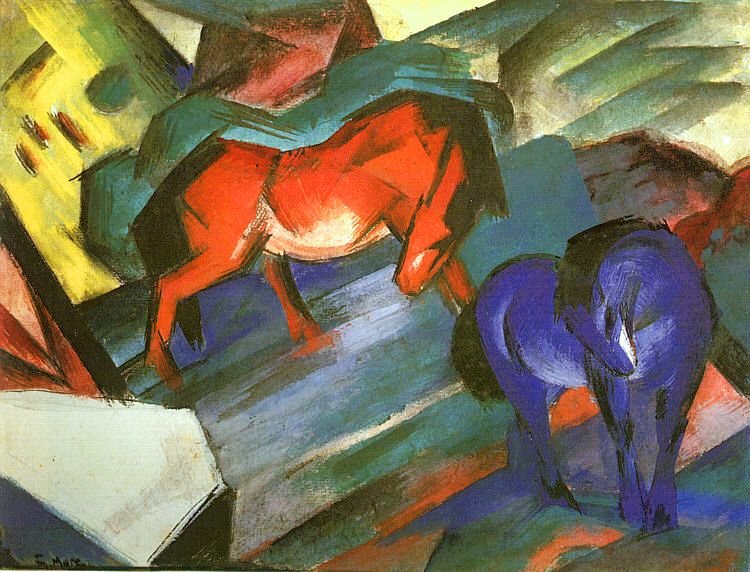 vörös és kék lovak alkotó: Franz Marc