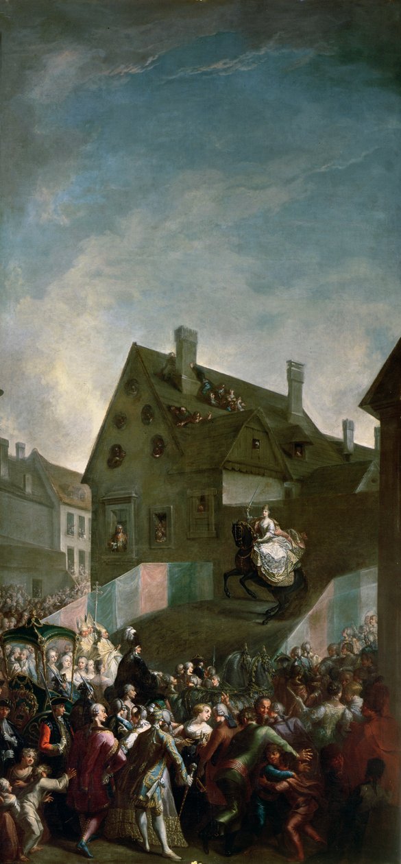 Mária Terézia osztrák császárné (1717-80) lóháton Pressburgban, 1768 alkotó: Franz Messmer