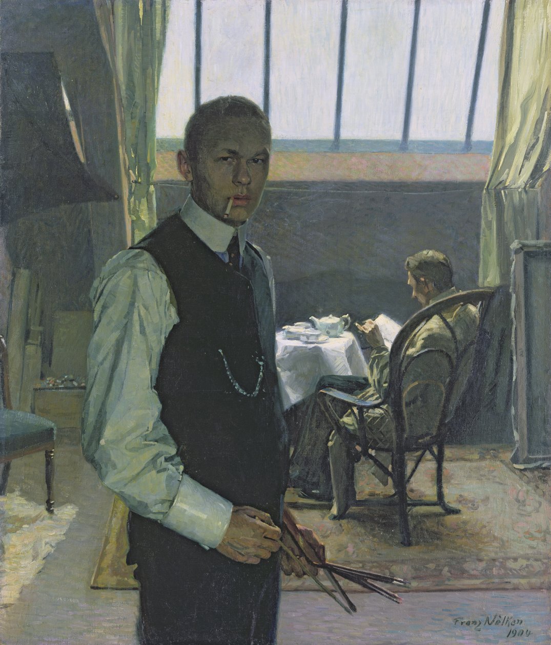 Önarckép a műteremben, 1904 alkotó: Franz Nolken