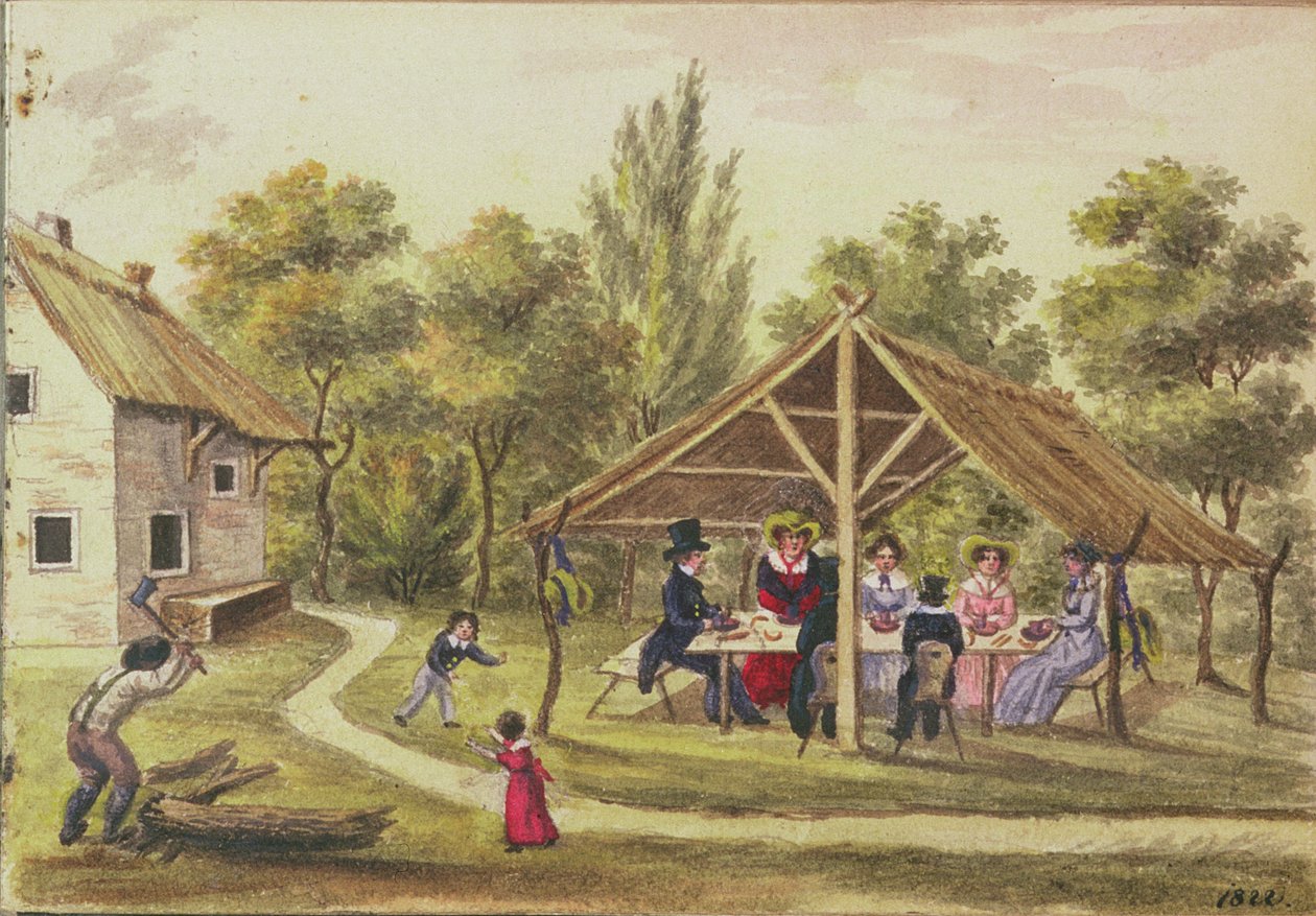 Délutáni tea egy kocsmában Carl Baumann 1813-25, 1822 között írt folyóiratából alkotó: Franz Paumgarrten