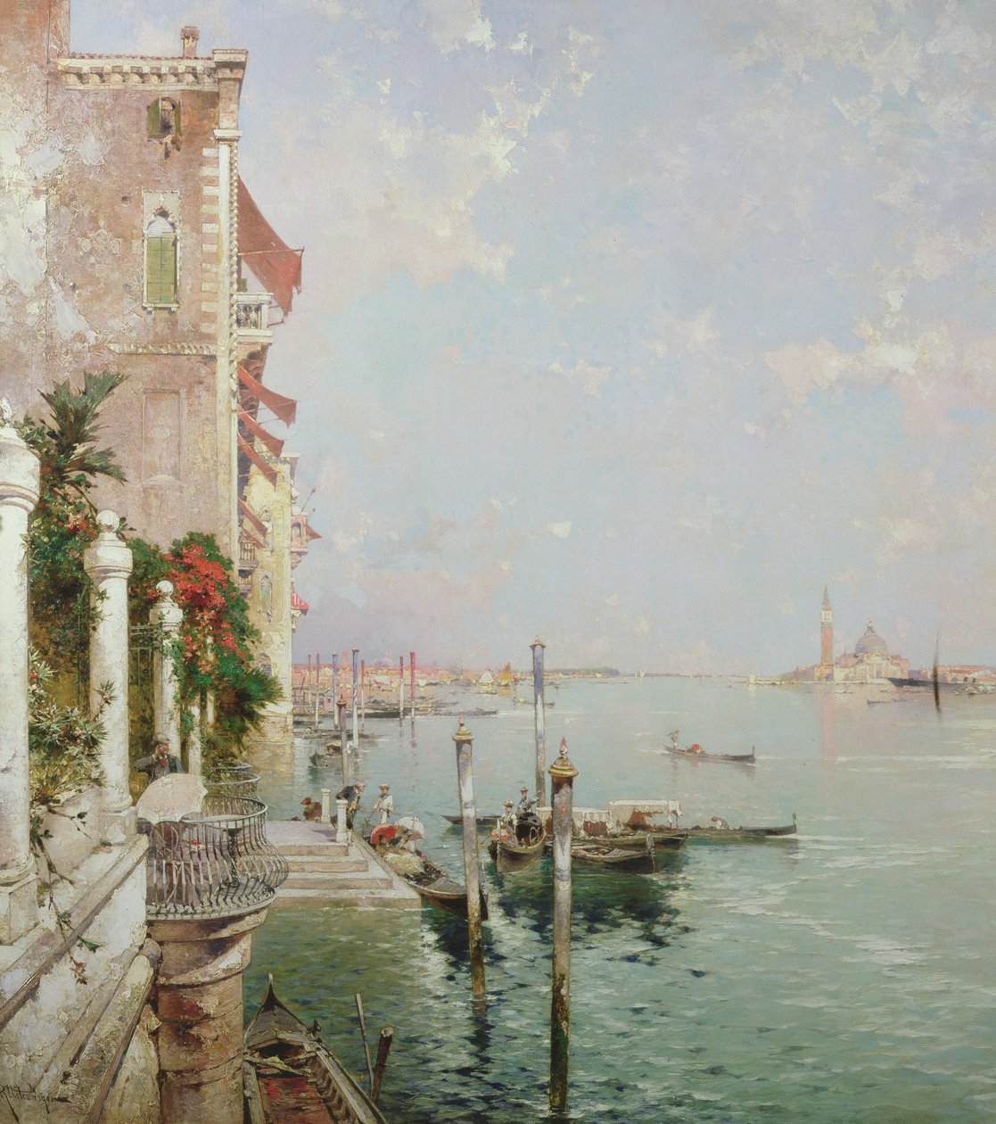 Velence: kilátás a Zattere felől a San Giorgio Maggiore-val a távolban alkotó: Franz Richard Unterberger