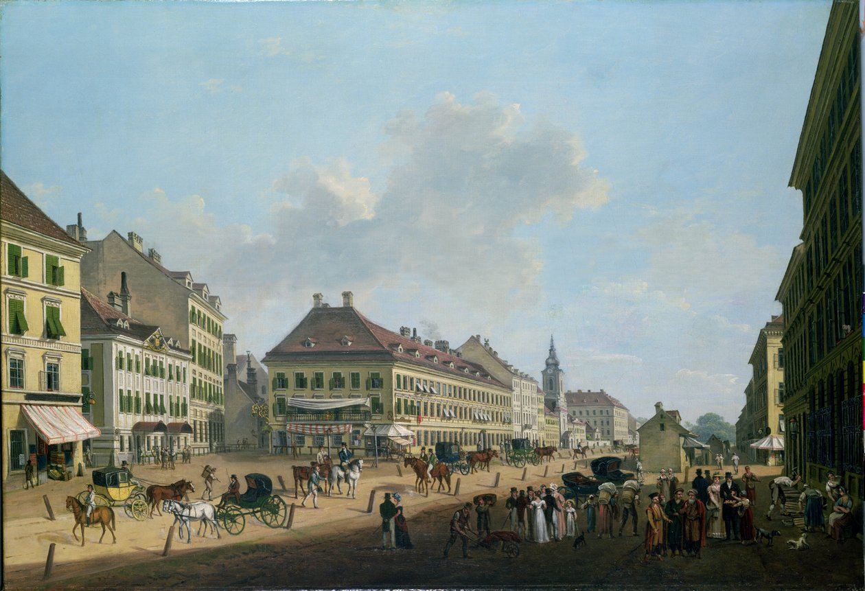 Bécs, a sétány, 1824 alkotó: Franz Scheyerer