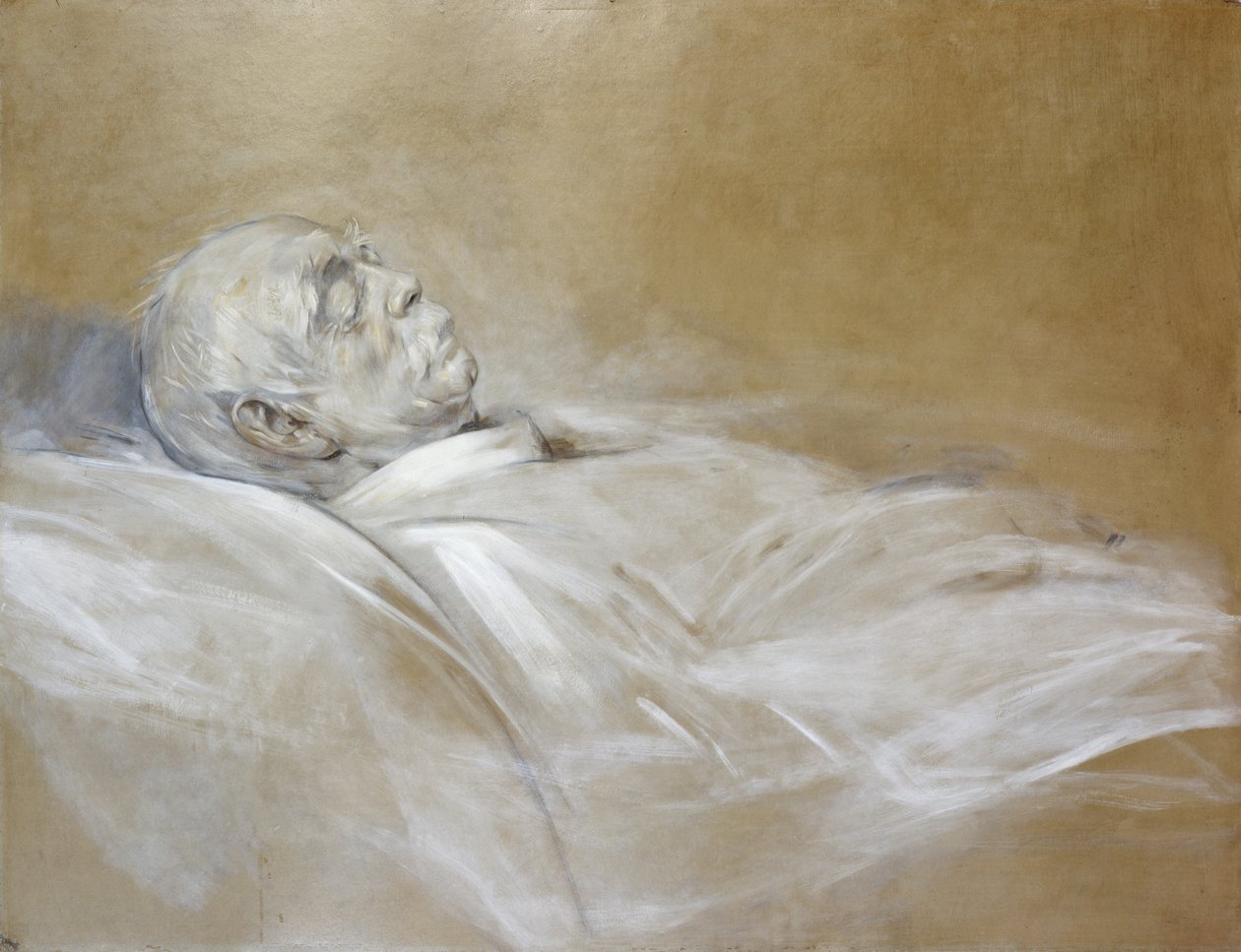 Otto von Bismarck herceg a halálos ágyán, 1898 (kréta papíron) alkotó: Franz Seraph von Lenbach