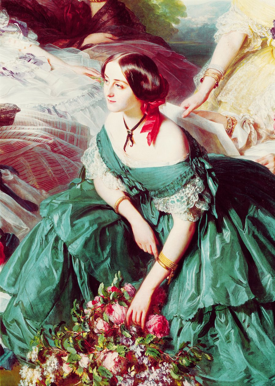 Eugenie császárné és hölgyei várakozva, Montebello márkiné részlete, 1855 alkotó: Franz Xaver Winterhalter